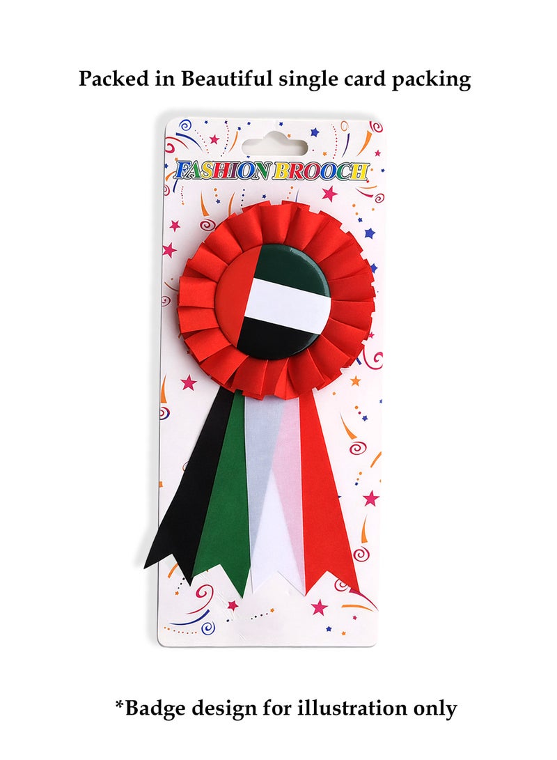 Souvenir Souq Set of 3 UAE flag satin ribbon badges with elegant sequin work and UAE flag emblem. Designed in vibrant national colors with a shiny finish—lightweight, stylish, and perfect for National Day, school events, and patriotic celebrations for all ages. - Image 5