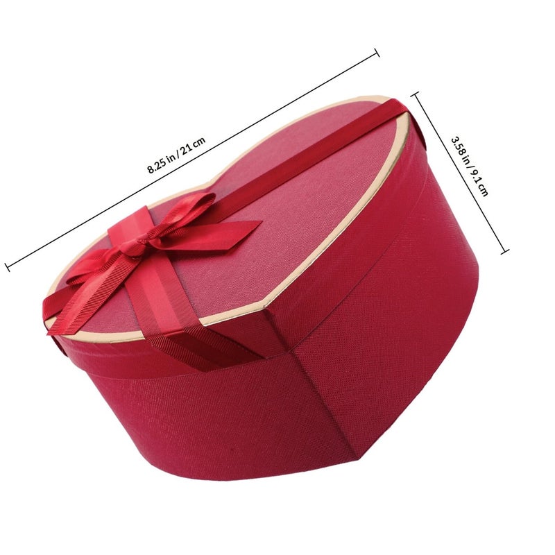 Wine Red Heart Shaped Gift Box With Lid For Birthday And Valentine Presents - Image 3
