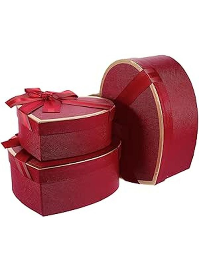 Wine Red Heart Shaped Gift Box With Lid For Birthday And Valentine Presents - Image 1