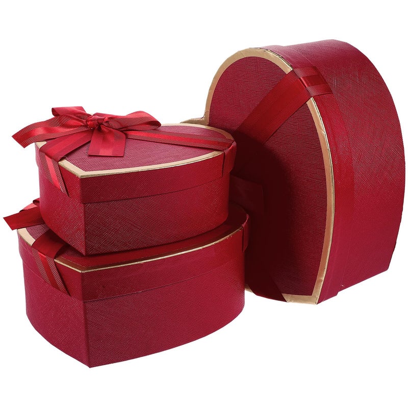 Wine Red Heart Shaped Gift Box With Lid For Birthday And Valentine Presents - Image 2