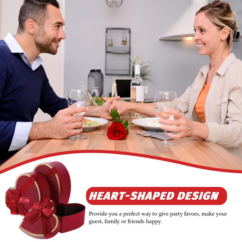 Wine Red Heart Shaped Gift Box With Lid For Birthday And Valentine Presents - Image 4