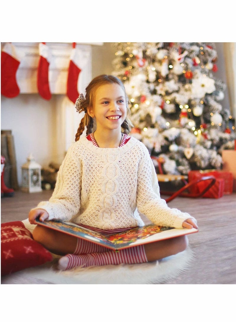 Captaintech Round Chair Cushions 18x18”, White Super Soft Shaggy Faux Fur Sheepskin Chair Cover Area Rugs for Bedroom Sofa Fluffy Seat Pad for Photographing Background of Jewellery, Leisure Play Reading Cushion - Image 4