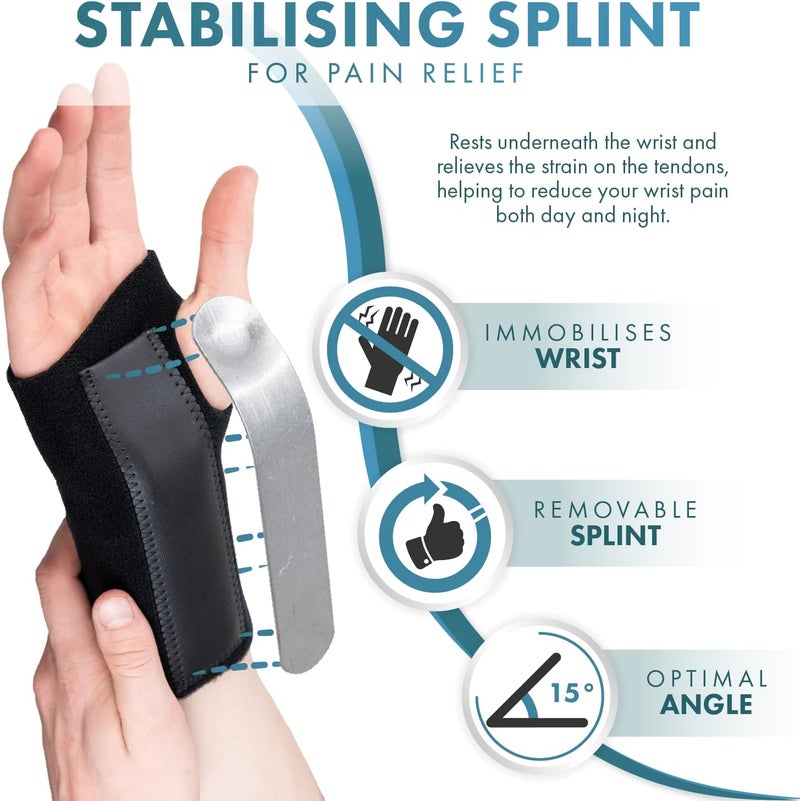 Actesso Advanced Wrist Support Brace Carpal Tunnel Splint Relieves Wrist Pain Sprains Tendonitis and RSI Medium Left - Image 5