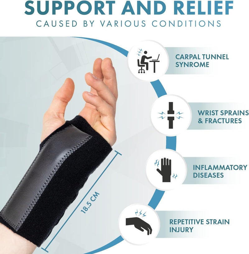Actesso Advanced Wrist Support Brace Carpal Tunnel Splint Relieves Wrist Pain Sprains Tendonitis and RSI Medium Left - Image 2