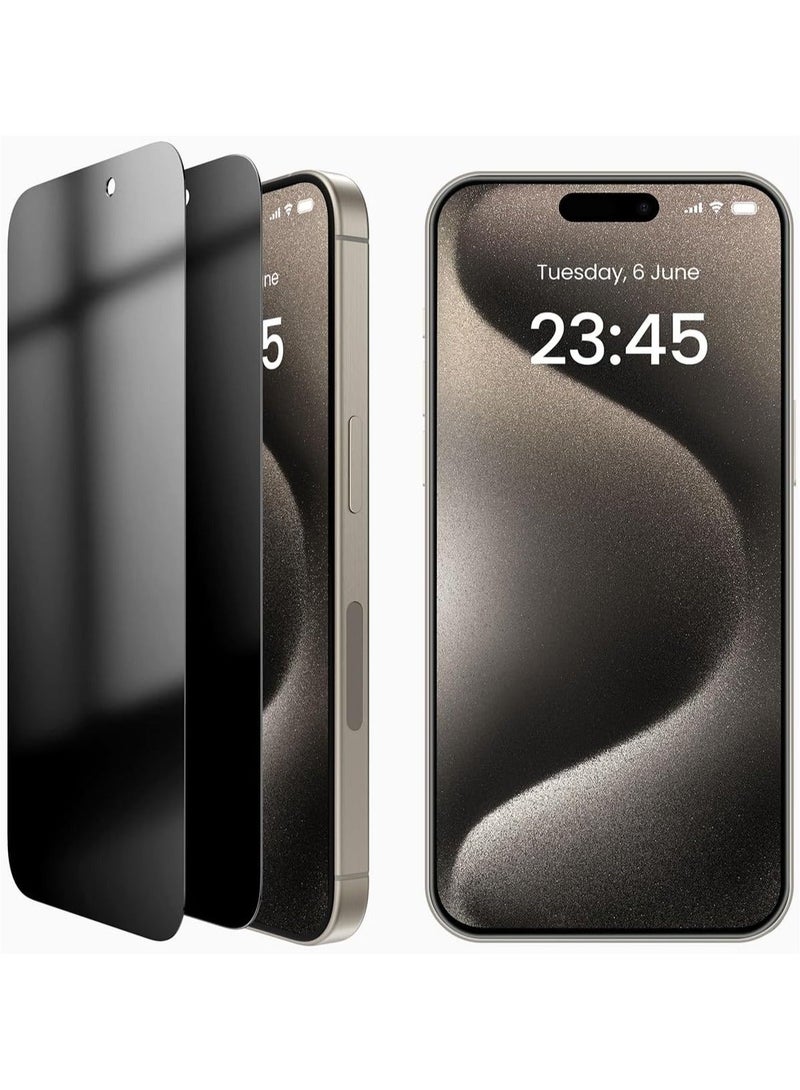 راكسوم واقي شاشة للخصوصية لهاتف iPhone 15 Pro Max [سهل التركيب مع إطار محاذاة] [مقاوم للسقوط والخدوش] [متوافق مع الجرابات] حماية من التجسس وبصمات الأصابع بزاوية 28 درجة، واقي شاشة لهاتف iPhone 15 Pro Max - Image 1