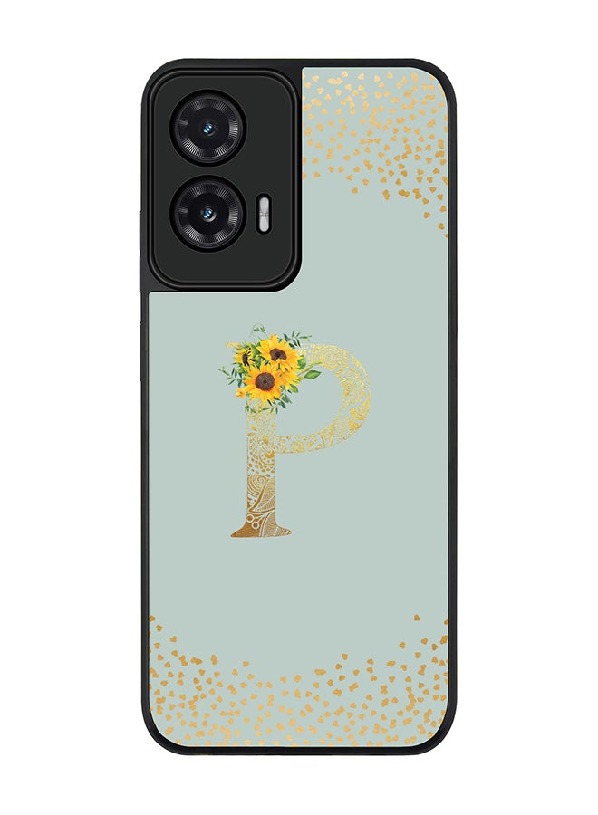 Stylizedd For Motorola Moto G35 Case,Slim fit Camera Protection, Shockproof Thin Phone cover  - Custom Floral Monogram - P  (Light Grey )
