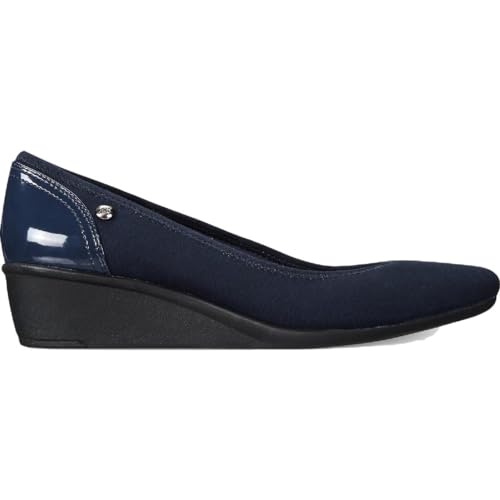 ANNE KLEIN AK Anne Klein Sport Women's Wisher Fabric Wedge Pump, Navy, 10 M US - Image 4