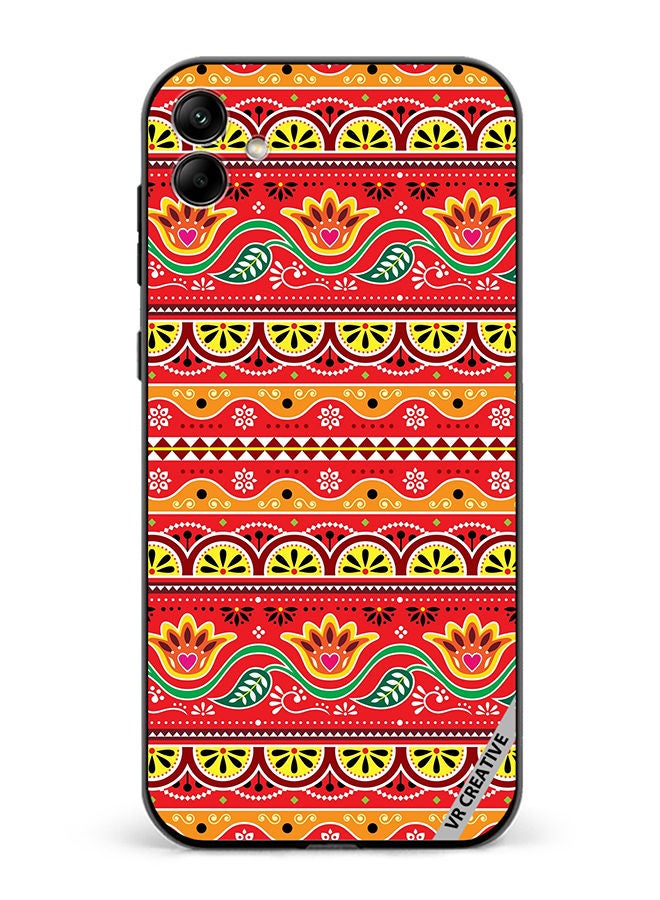 VR CREATIVE Protective Case Cover For Samsung Galaxy A04 Indian And Pakistani Flowers And Leaves In Red And Yellow Design Multicolour - Image 1