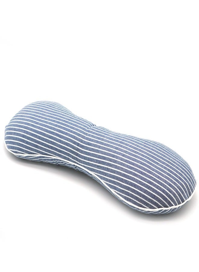 EDMILE Buckwheat Pillow Cervical Neck Pillow, Buckwheat Hulls Filling Cooling Lumbar Support Pillow, Adjustable Firmness Ergonomic Design with Washable Cover, Blue 19"X7" - Image 1