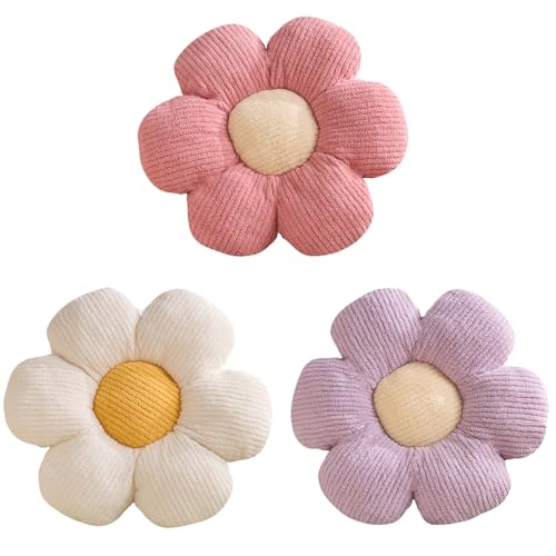 XIAIJIA 3 PCs Flower Pillow Flowers Shaped Pillow Cushion Decorative Daisy Pillow for Bed Cute Throw Pillows - Image 1