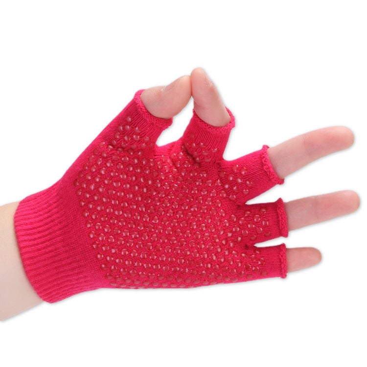Anti-Slip Yoga Gloves Half Finger Sweat Absorbent Dark purple - Image 4