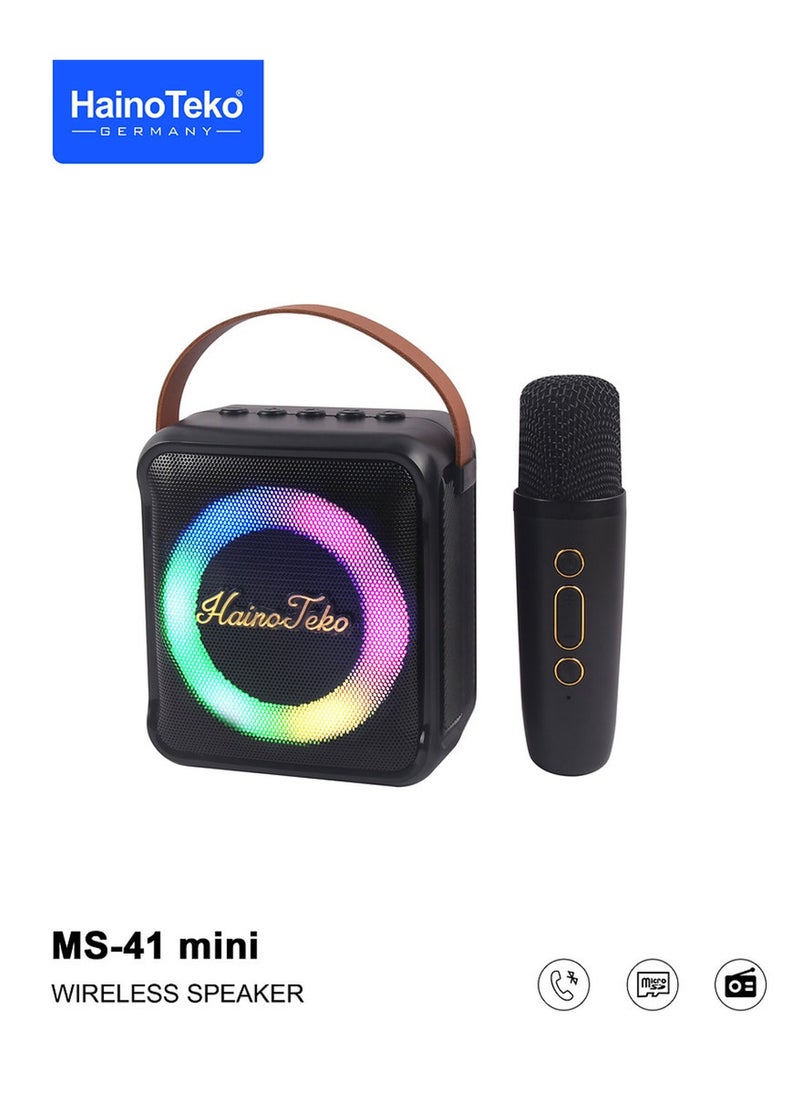 Haino Teko - Haino Teko Germany MS 41 Mini Wireless Bluetooth Portable Speaker with Mic Black - Image 1