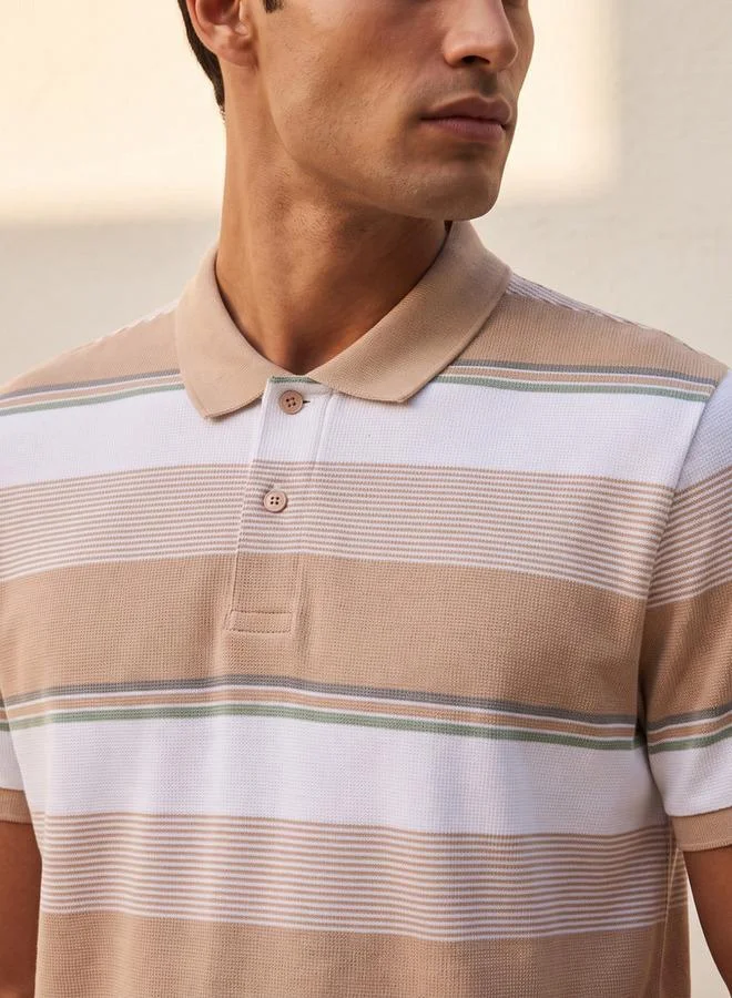 Splash FAV Men Short Sleeves Striped Polo T-shirt