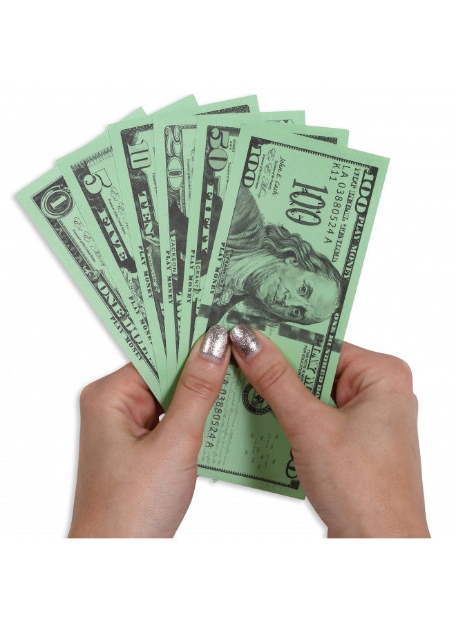 LEARNING ADVANTAGE Play Bills Set - 35 Ones, 25 Fives, 20 Tens, 15 Twenties, 5 Fifties and 5 Hundreds - Replica Bills for Pretend Play with Fake Currency - Image 2