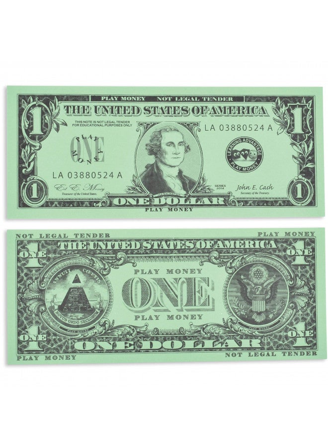 LEARNING ADVANTAGE Play Bills Set - 35 Ones, 25 Fives, 20 Tens, 15 Twenties, 5 Fifties and 5 Hundreds - Replica Bills for Pretend Play with Fake Currency - Image 3