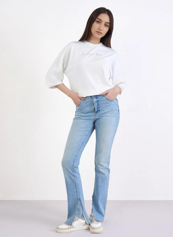 Styli Styli White La Vie En Rose Graphic Oversized T-Shirt