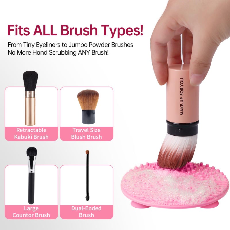 Norate Makeup Brush Cleaner, Make up Brush Cleaner Mat, Silicone Brush Cleaning Mat, Paint Cosmetic Brush Cleaner Pad with Suction Cup for Valentines Day, Stocking Stuffers for Women Moms Teen Girls - Image 4