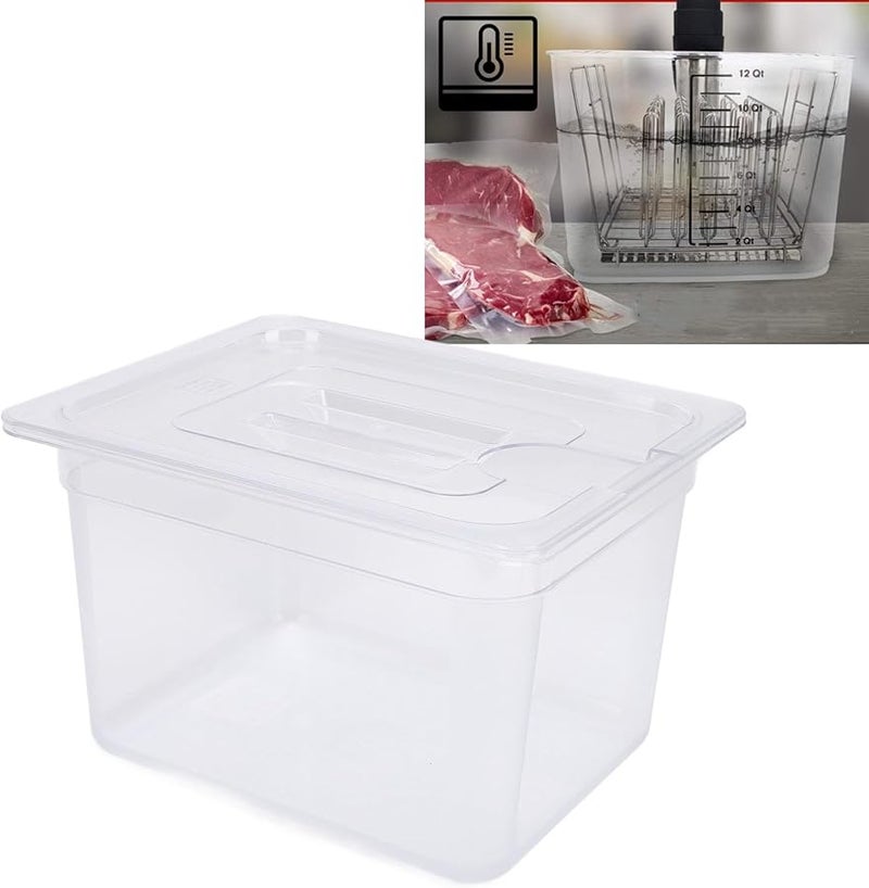 12L Transparent Slow Cooking Container With Lid Sous Vide Storage Bin For Home Kitchen - Image 3