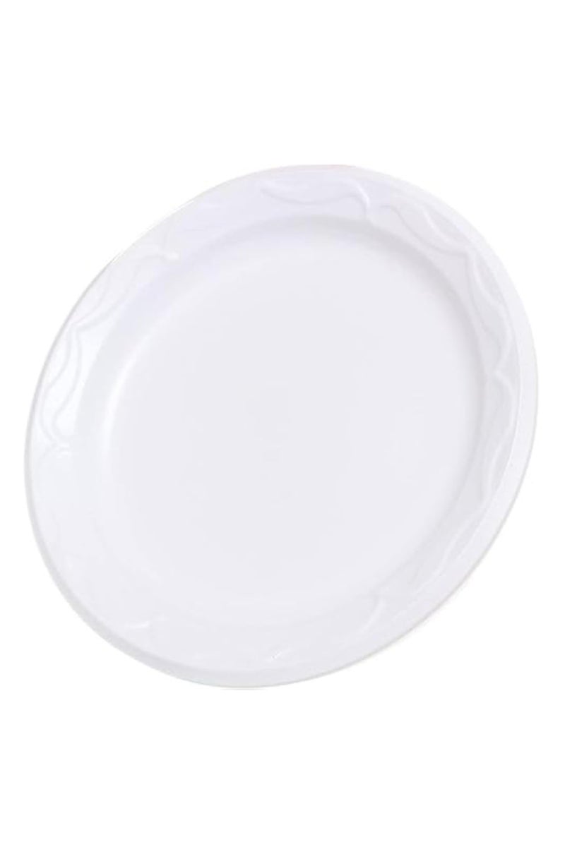 Disposable Flat Round Unbreakable Plates 26 cm - White - 25 Pieces  - Image 1