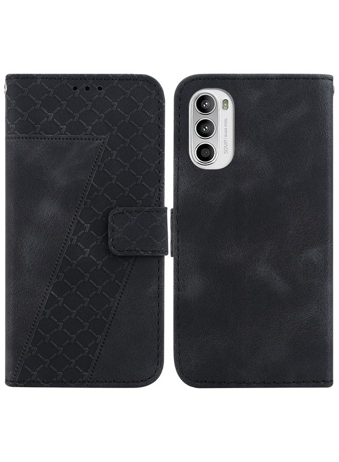 S-TOP Case For Motorola Moto G52 Seven-shaped Embossed Leather Phone Case - Image 1