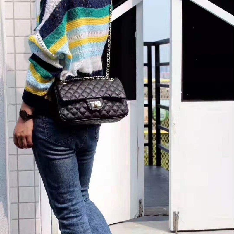 Explosions Small Fragrant Style Rhombus Bag Top Layer Leather Retro Square Buckle Chain Bag Fashion Shoulder Bag - Image 5