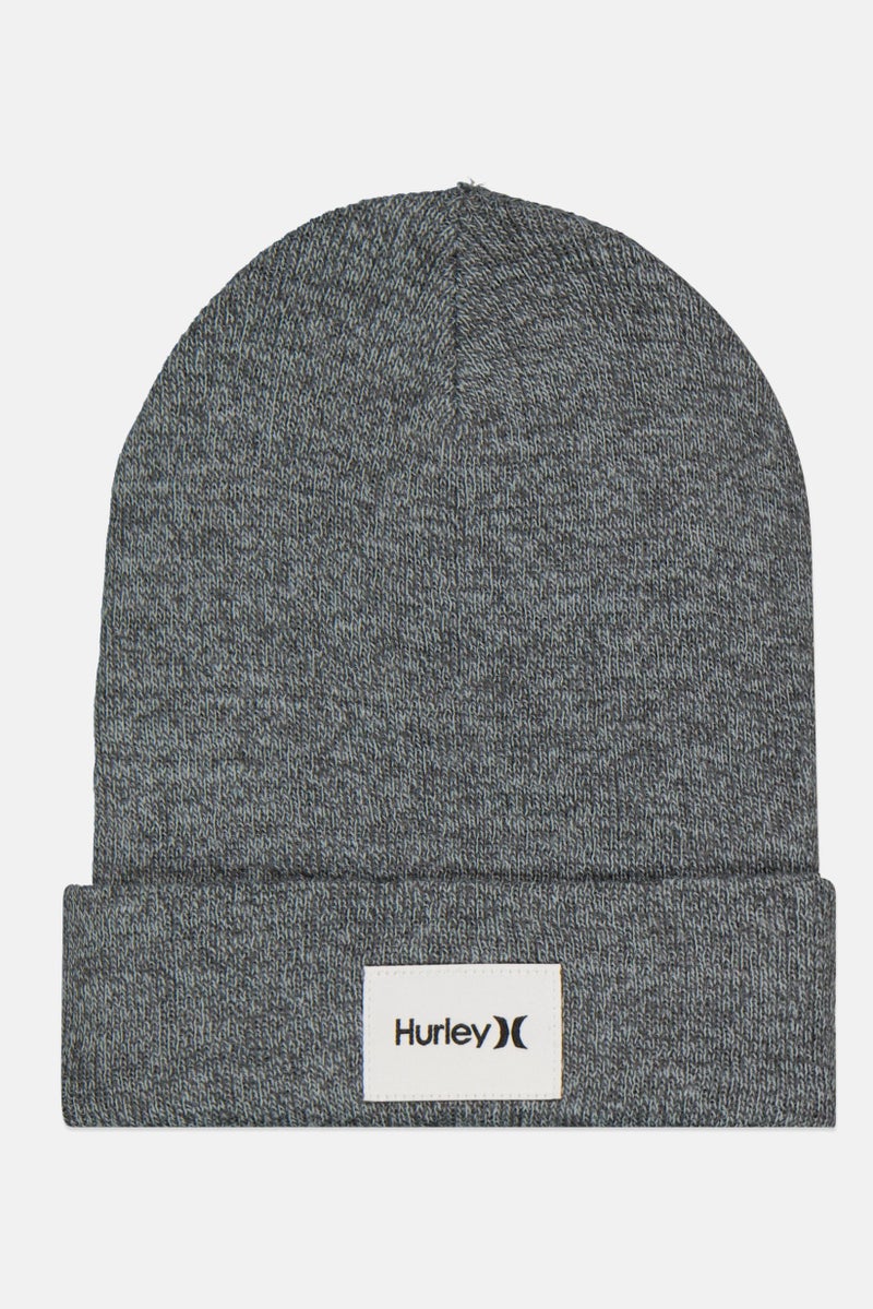 Hurley Men Brand Logo Beanie Hat, Grey  - Image 1
