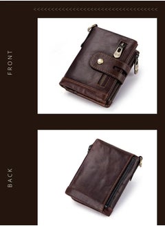 HDWISS Chain Wallet for Men Genuine Leather Wallet Zipper Bifold Wallet Wallets for Men, with 14 Card Holder and Coin Pocket Portable Large Capacity Lightweight Wallet Business Waterproof Leather Zipper Card  - Image 5