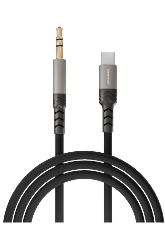 Jeebel Type-C to AUX Cable – Pure Hi-Fi sound with a premium metal design, 1m length, compatible with iPhone 15/16/17, iPad, and Android devices. - Image 1