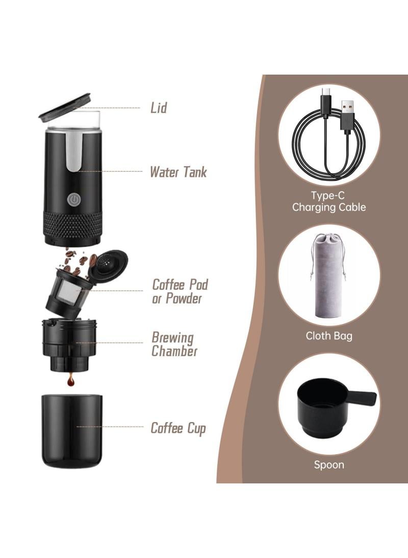 Bluejw Portable Espresso Maker Electric Travel Coffee Machine Non-Heating Version Compatible With K Cup Capsules And Ground Coffee Compact Espresso Maker For Office Travel Camping And Outdoor Use - Image 2