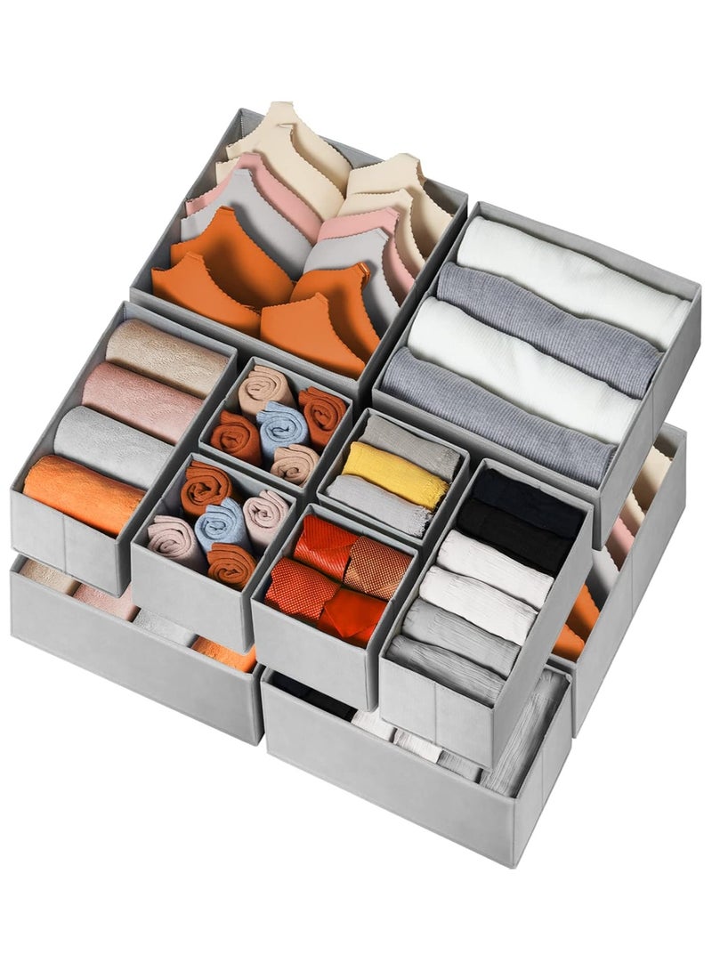 Arabest Drawer Organizer for Clothing, 12 Pack Sock Underwear Drawer Organizer Bins, Foldable Fabric Closet Organizers and Storage, Dresser Drawer Dividers for Baby Clothes, Bra, Scarves, Belt, Tie  - Image 1