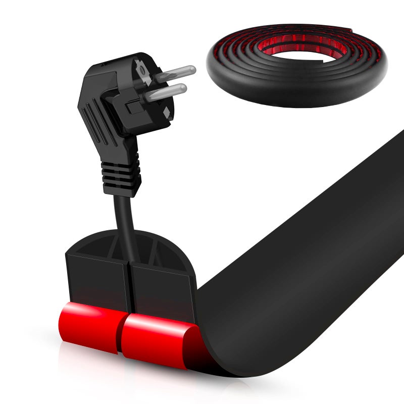 DBHXXMB-HH Floor Cord Cover Self Adhesive Cord Hider,10FT Cable Management, Extension Strip Protector for Wires, Prevent Cable Trips for Offices, Gyms, Exhibitions Cavity:0.39"(W) x 0.27"(H) Black - Image 1