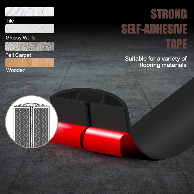 DBHXXMB-HH Floor Cord Cover Self Adhesive Cord Hider,10FT Cable Management, Extension Strip Protector for Wires, Prevent Cable Trips for Offices, Gyms, Exhibitions Cavity:0.39"(W) x 0.27"(H) Black - Image 4