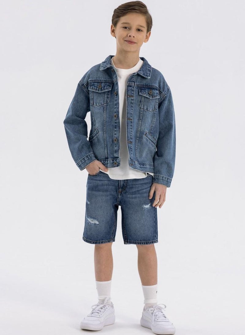 MINOTI Teen Distressed Denim Shorts - Image 4