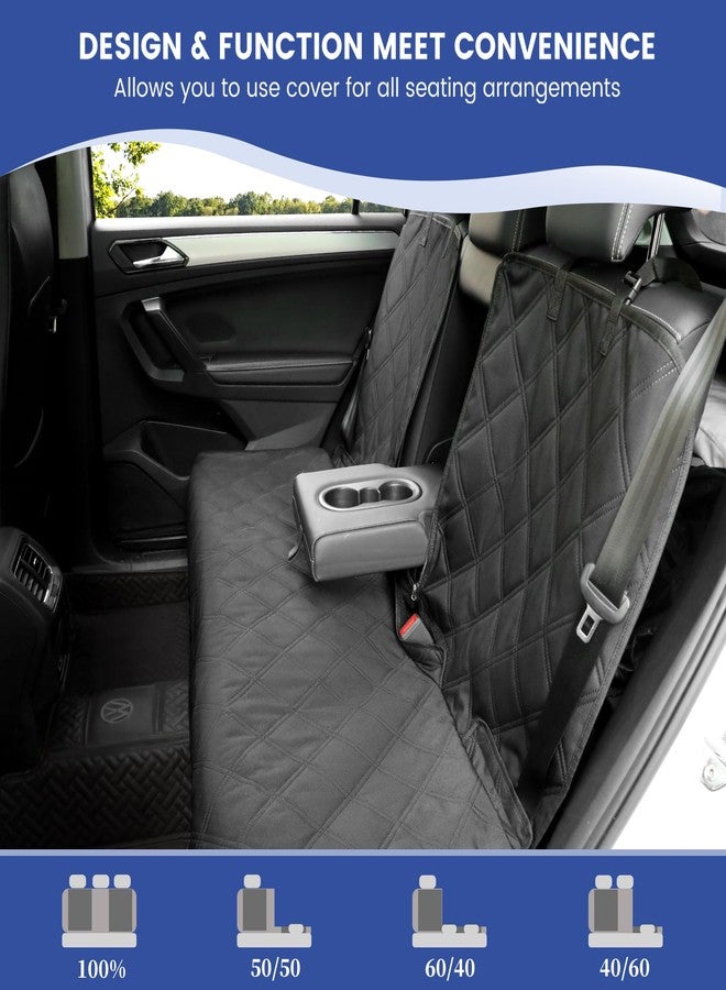 ALLANSING Back Seat Cover for Compact Cars/SUVs Rear Split Bench - 900D Oxford Waterproof Non-Slip Car Seat Protector for Messy Dogs & Kids, Easy Clean(Black) - Image 4
