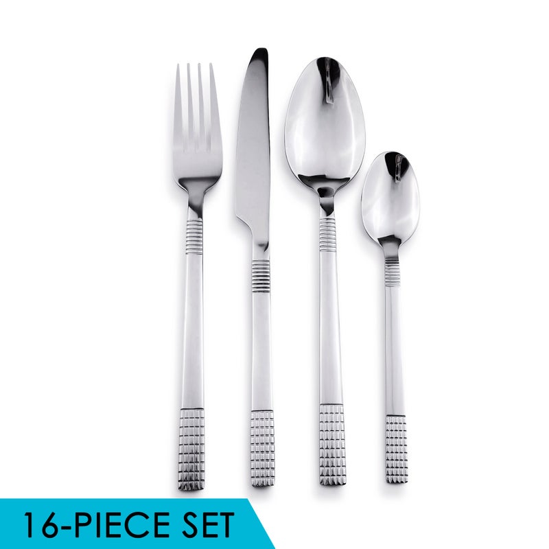 Cuisine Art Jane 16 Piece Stainless Steel Cutlery Set, Silver | Dinner Fork, Knife, Spoon & Tea Spoon Service for 4 Mirror Finish Tableware Set for Home Restaurant & Gift Use Modern Ergonomic Design - Image 5