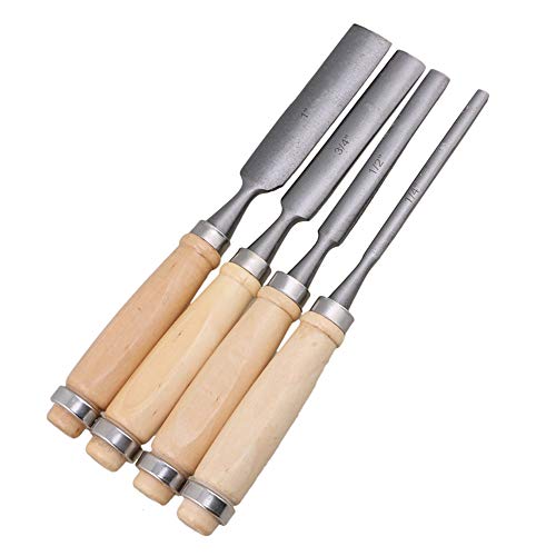 CNBTR Carbon Steel Carving Firmer Gouge Semicircle Wood Chisel Set DIY Woodworking Handle Carpentry Tools Pack of 4 - Image 2