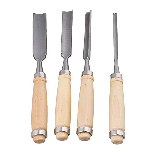 CNBTR Carbon Steel Carving Firmer Gouge Semicircle Wood Chisel Set DIY Woodworking Handle Carpentry Tools Pack of 4 - Image 3