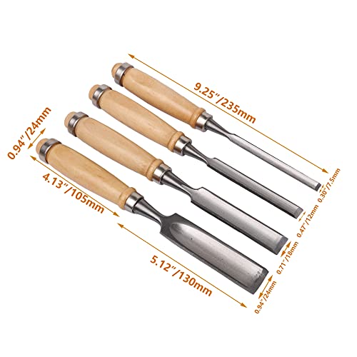 CNBTR Carbon Steel Carving Firmer Gouge Semicircle Wood Chisel Set DIY Woodworking Handle Carpentry Tools Pack of 4 - Image 4