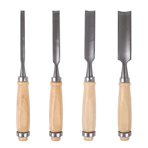 CNBTR Carbon Steel Carving Firmer Gouge Semicircle Wood Chisel Set DIY Woodworking Handle Carpentry Tools Pack of 4 - Image 1