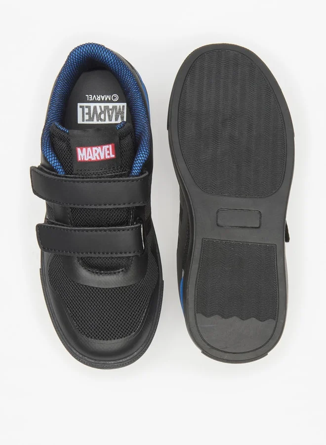 MARVEL Boys Marvel Logo Embossed Sneakers with Hook and Loop Closure