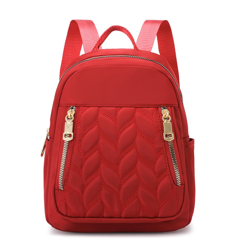 New Fashion Ladies Backpack Simple Quilted Casual Backpack K-Style Trendy Pure Color Cloth Bag