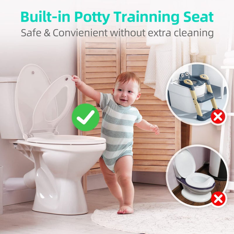 Uming Elongated Toilet Seat with Built-in Potty Training Seat for Toddlers & Adults - Image 2