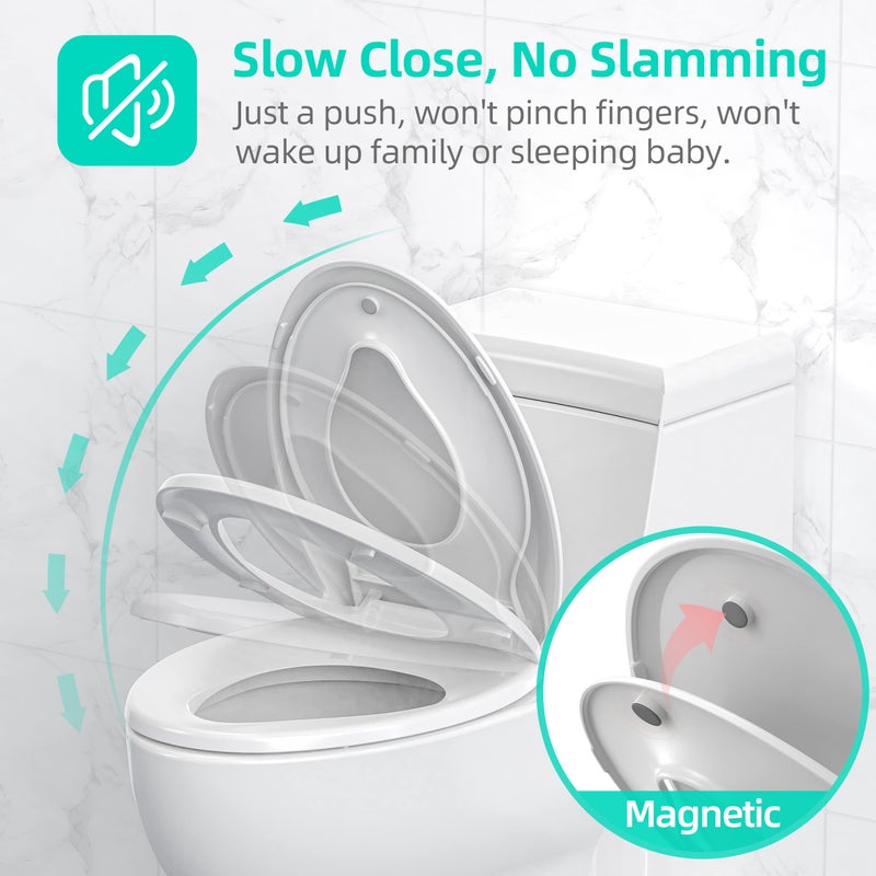 Uming Elongated Toilet Seat with Built-in Potty Training Seat for Toddlers & Adults - Image 4