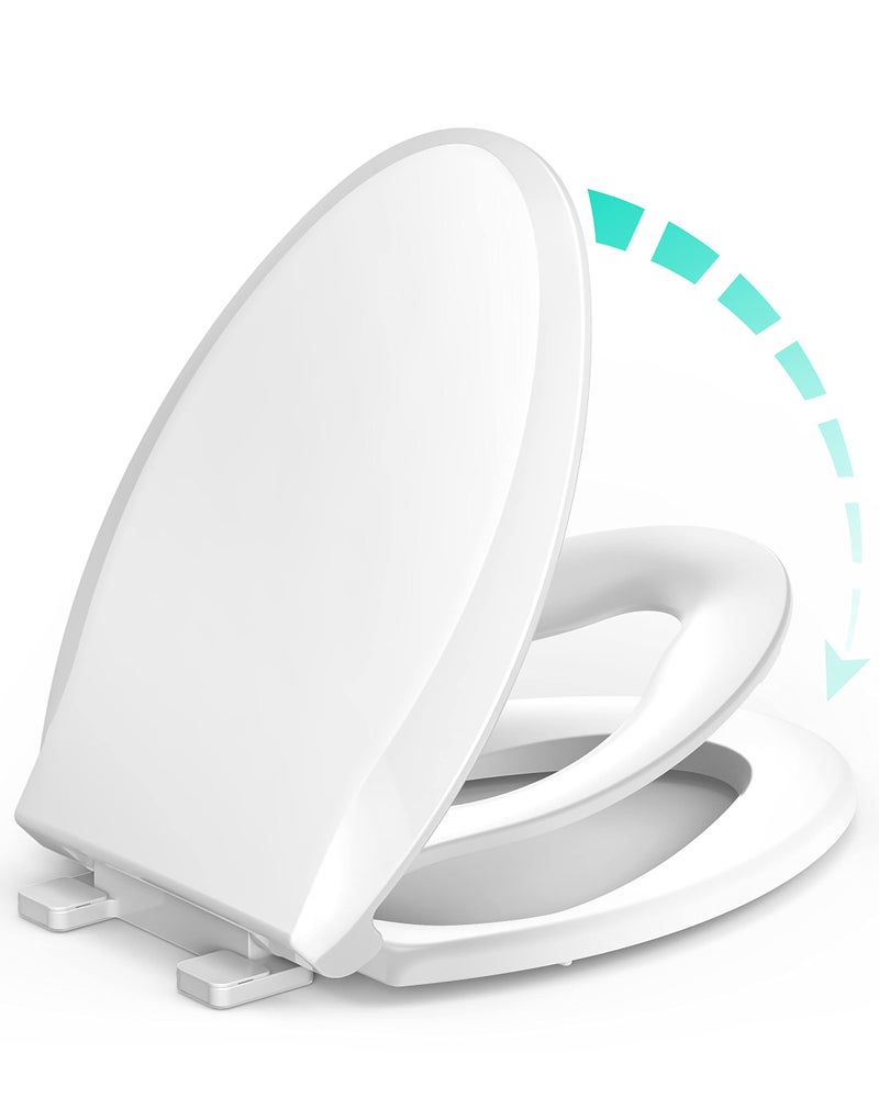Uming Elongated Toilet Seat with Built-in Potty Training Seat for Toddlers & Adults - Image 1