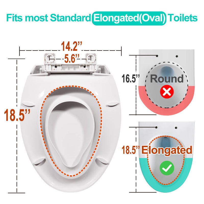 Uming Elongated Toilet Seat with Built-in Potty Training Seat for Toddlers & Adults - Image 3