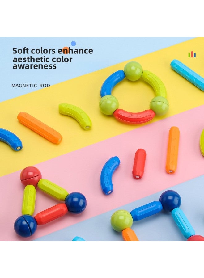 Variable Magnetic Bar Puzzle Early Education Magnet Toy Storage Box Assembled Strong Magnetic Children Building Blocks Wholesale-Color:Variety Magnetic Rod 48p Storage Box - Image 5