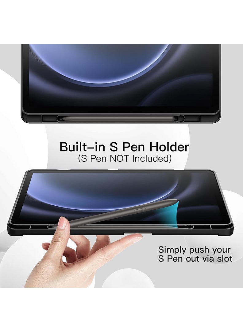 Theodor Case Compatible with Samsung Galaxy Tab S10 FE / S9 FE 10.9-Inch / S9 11-Inch, Smart Case with Pencil Holder, Slim Trifold Stand Case with Soft TPU Back, Auto Sleep/Wake Cover- Black - Image 4