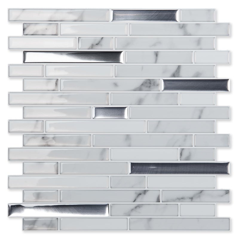 LONGKING 10-Sheet Extra Thick Peel and Stick Backsplash Tiles, Waterproof Kitchen Backsplash Peel and Stick Tile, Self-Adhesive Backsplash for Kitchen, Gray Marble - Image 1