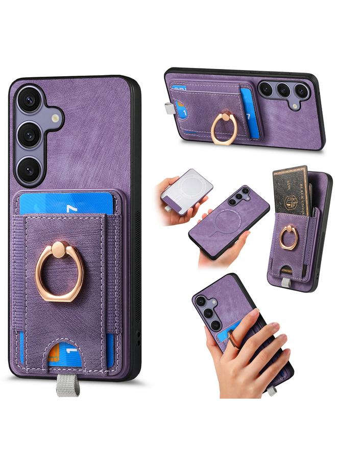 اس-توب جراب هاتف جلدي بتصميم كلاسيكي قابل للفصل مع حقيبة بطاقات مغناطيسية لهاتف Samsung Galaxy S25 5G - Image 1