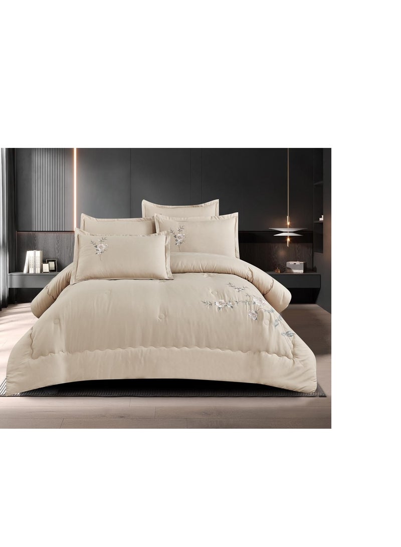 Embroidered King Size Duvet Cover Set - 6-Piece Bedding Collection fitted bedsheet duvet with Zipper Closure